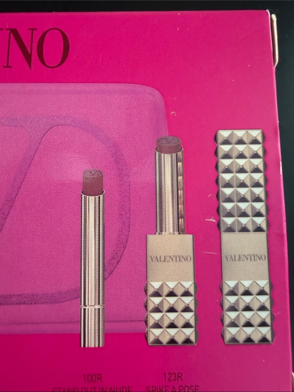 Valentino beauty bundle with two lipsticks, pouch and gift box. New in box.
